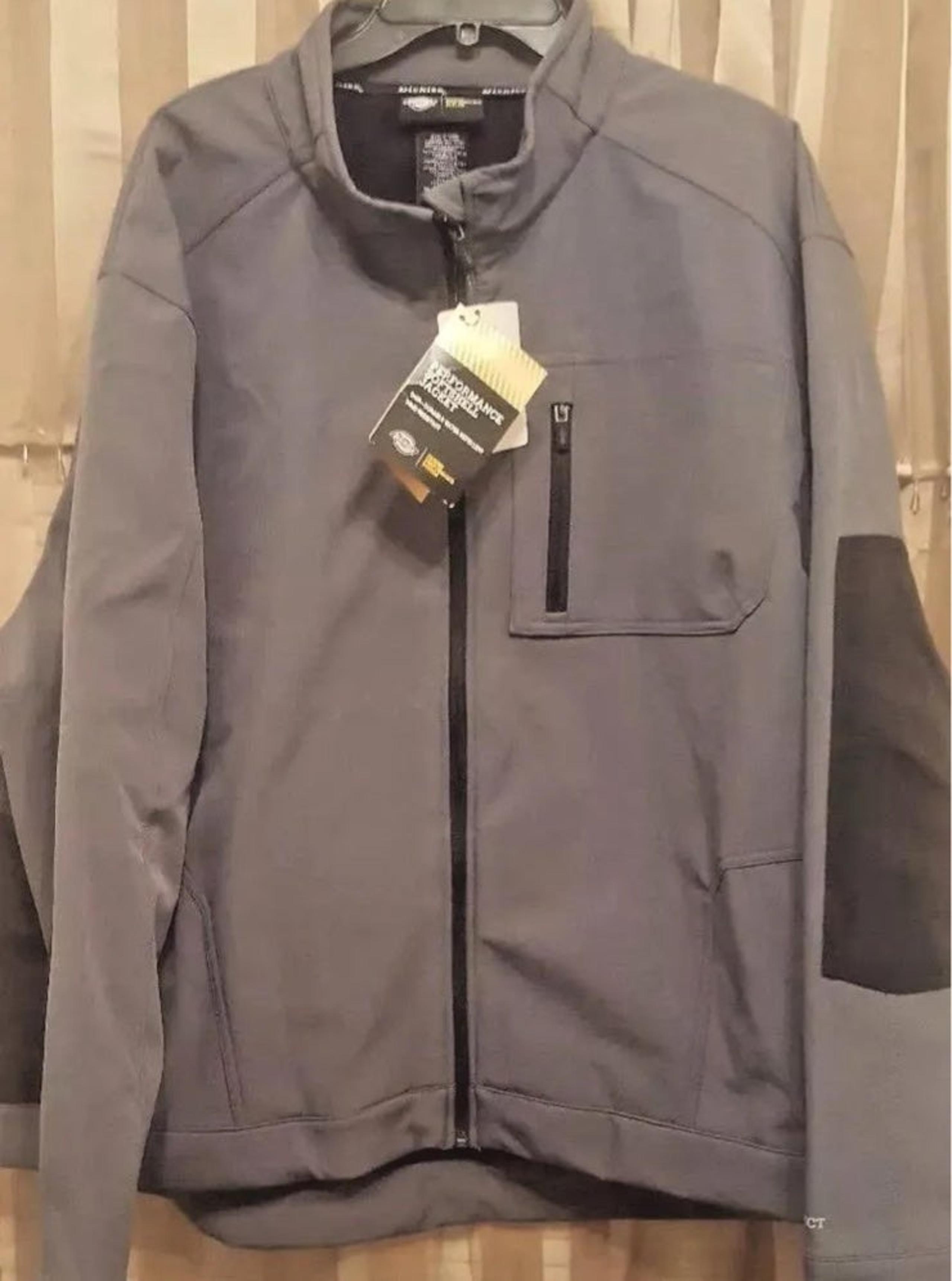 Men's Dickies Performance Softshell Jacket Gray Charcoal Full Zip  3XL