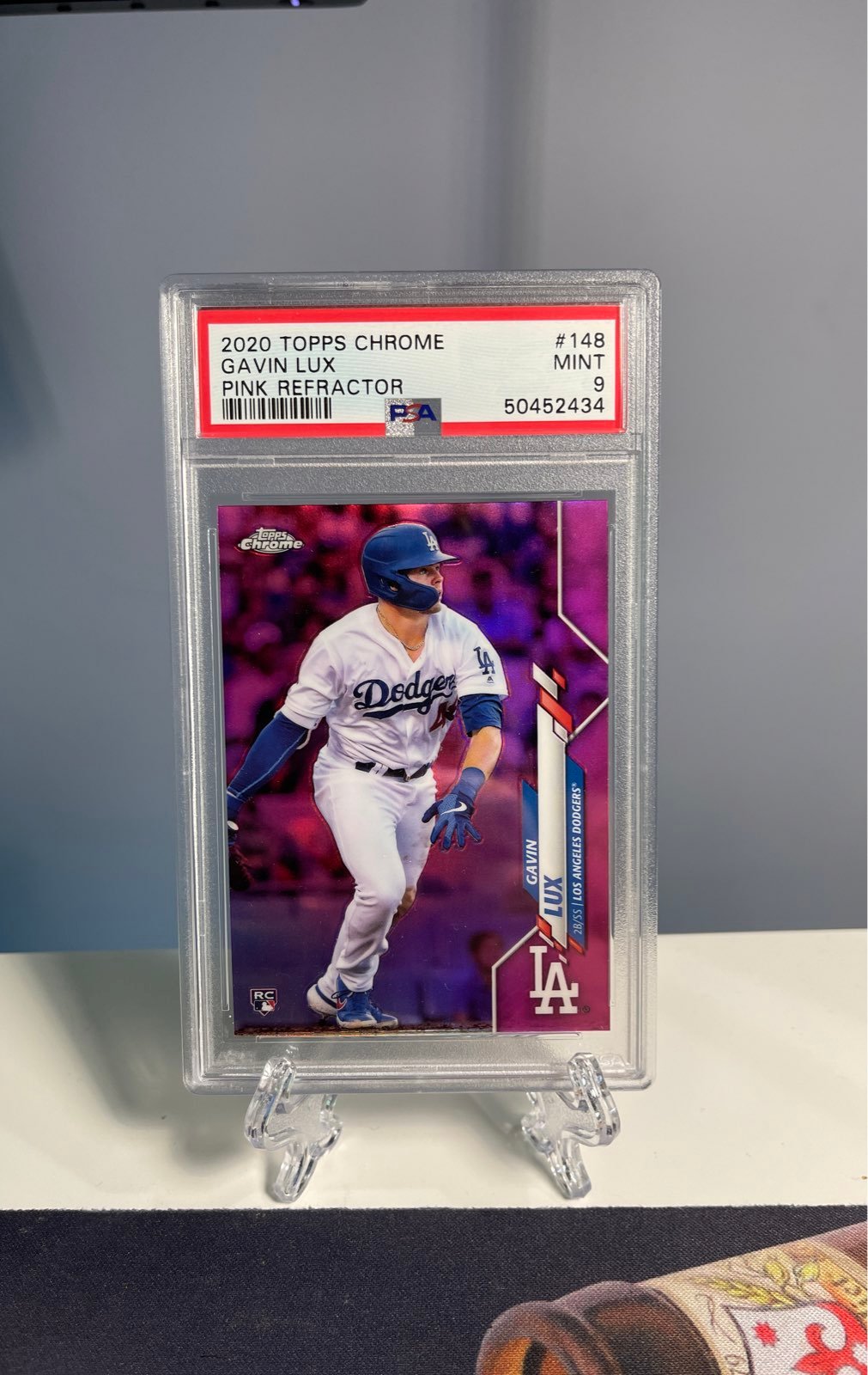 ROOKIE Gavin Lux PSA 9 2020 Topps Chrome Pink Refractor #148 Dodgers card