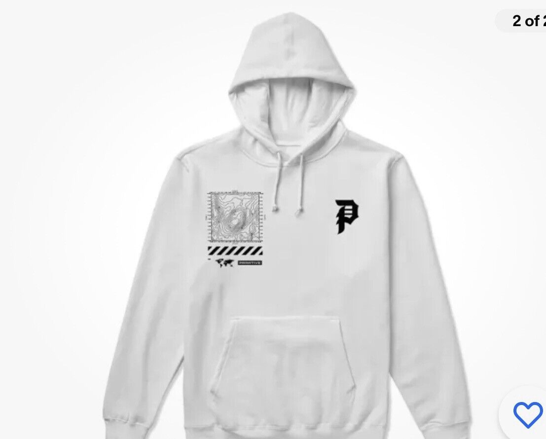 Primitive X Call of Duty Mapping Dirty P Men's White Graphic Hoodie Sweatshirt