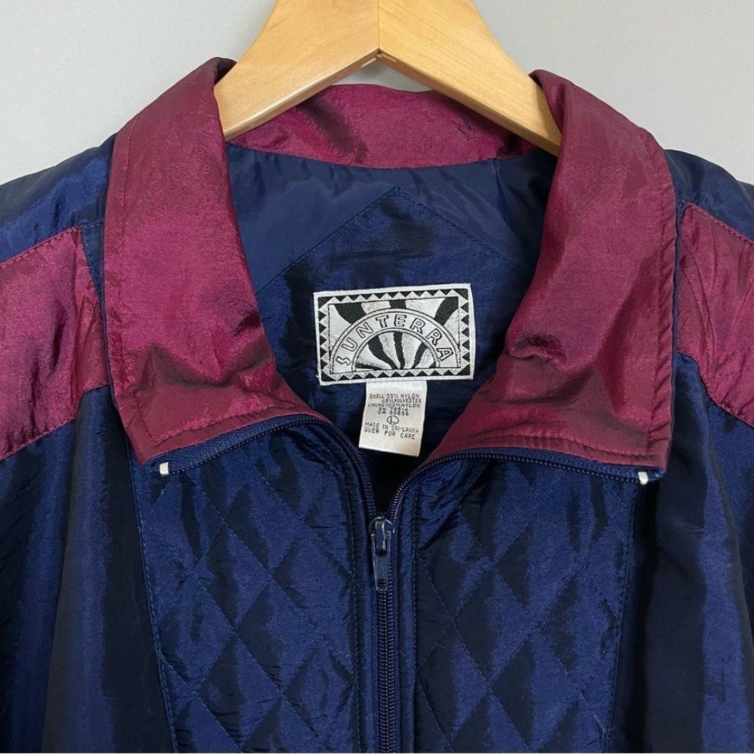 Vintage Jacket 90s Women Colorblock Windbreaker Coat Funky Bold 1990s Retro Lg