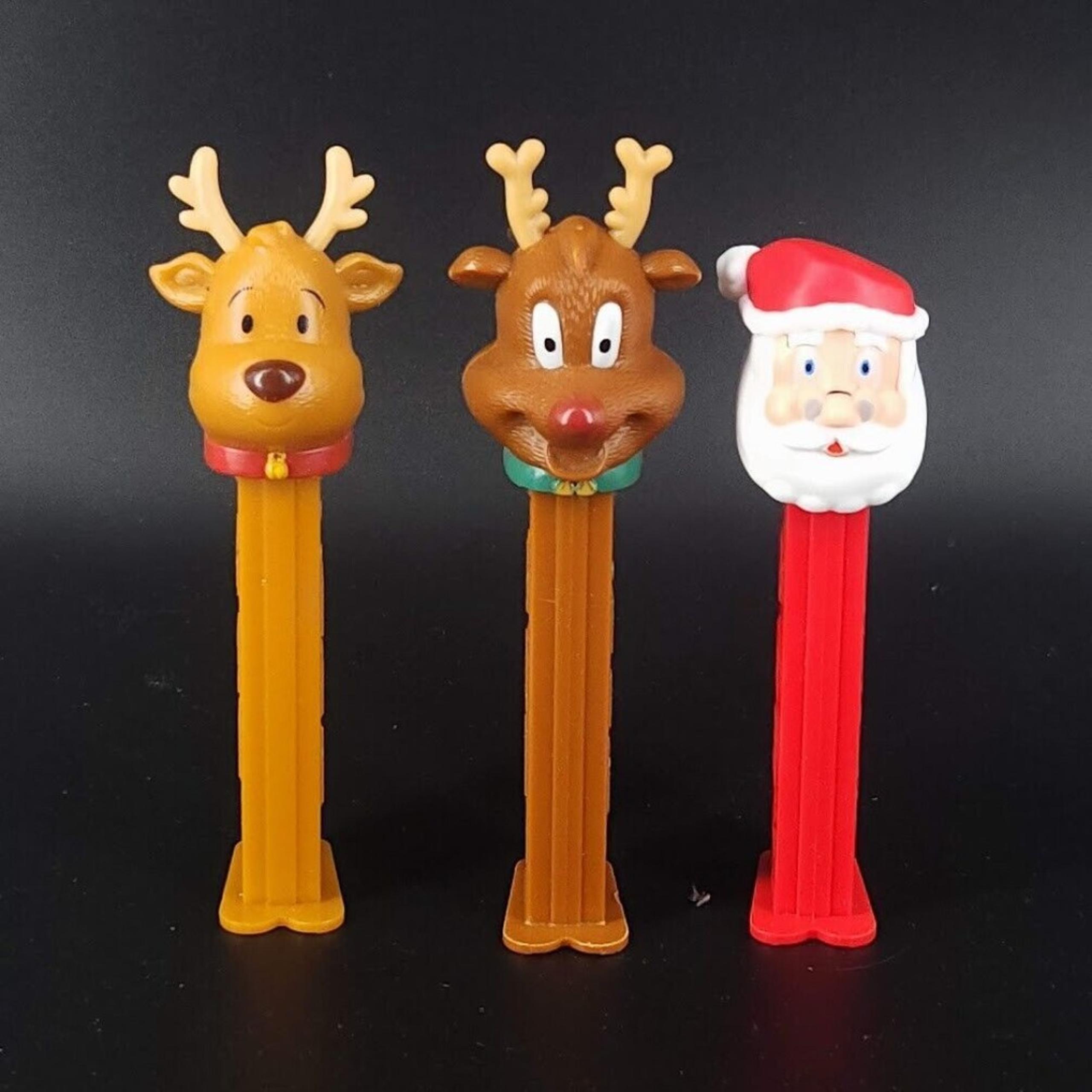 Lot of 3 Pez Dispenser Rudolph Reindeer Santa Christmas Candy