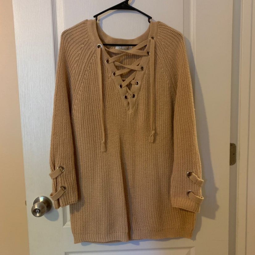 Chicwish chunky lace up cozy sweater