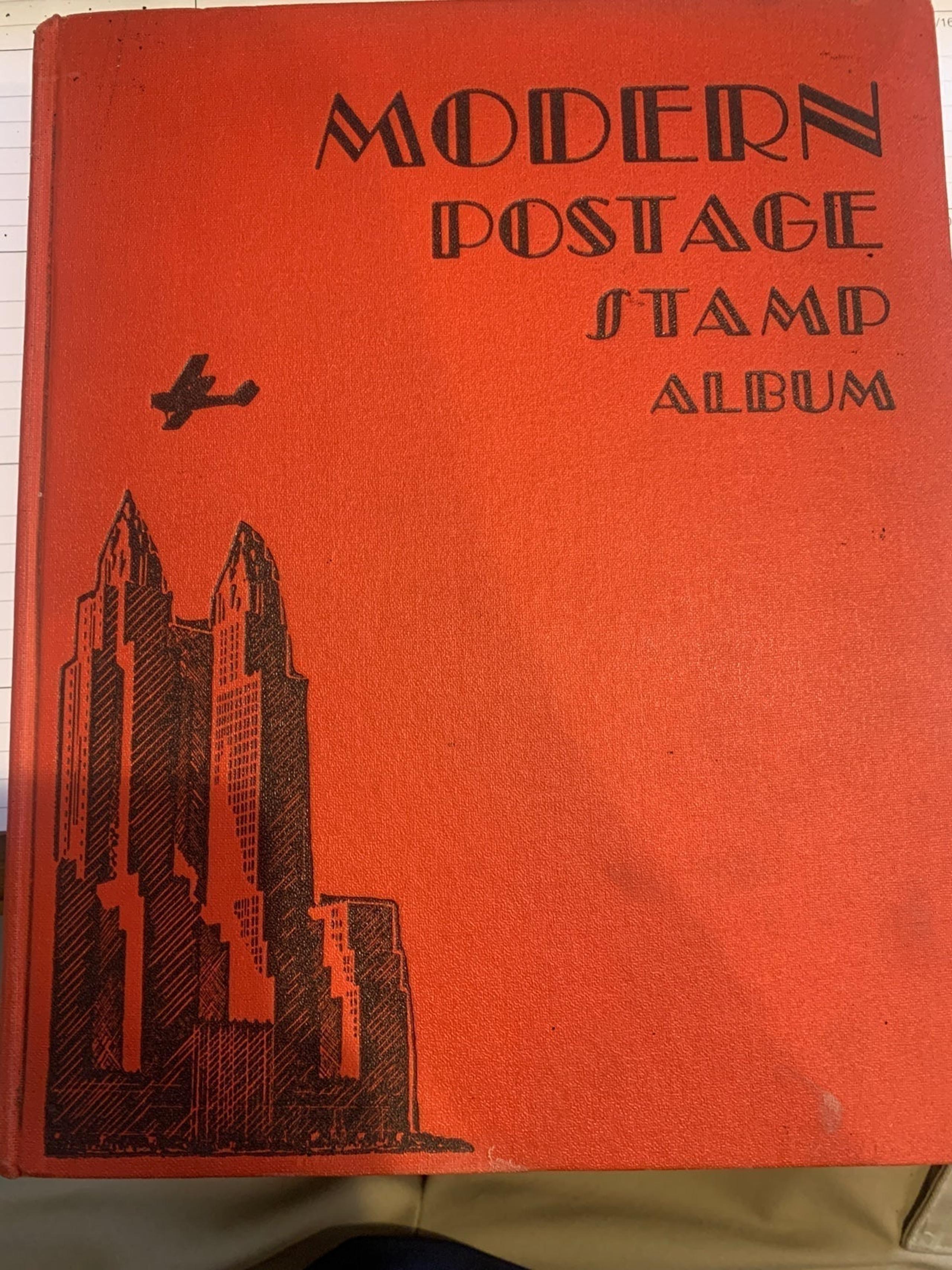 Vintage Modern Postage Stamp Album from 1937 with some Stamps inside