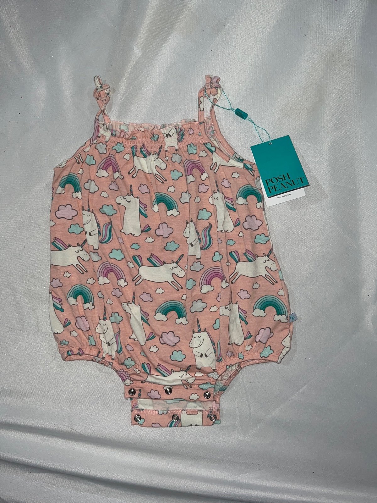 posh peanut olive bubble romper