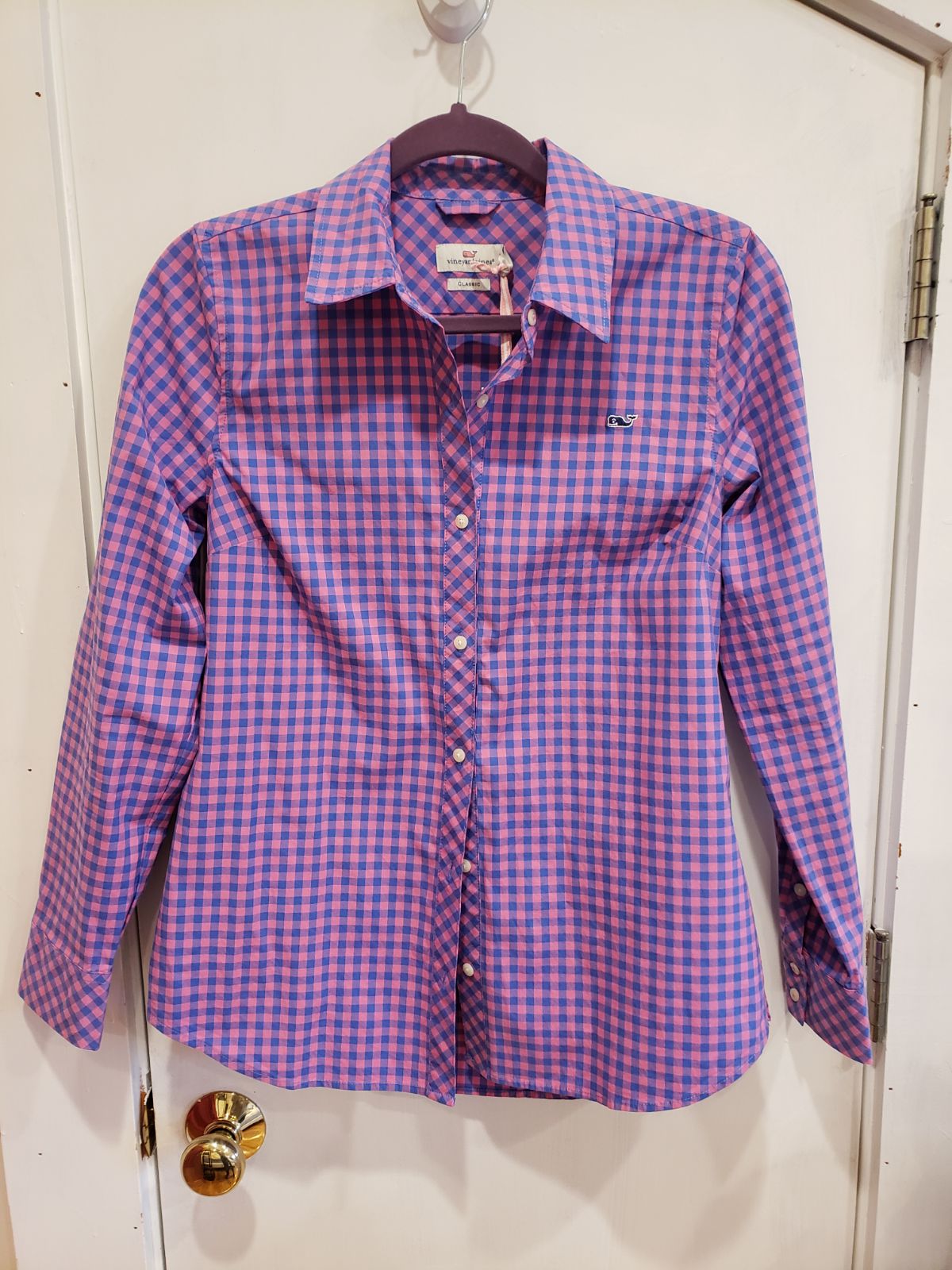 Vineyard Vines Gingham pink blue button down shirt- NEW