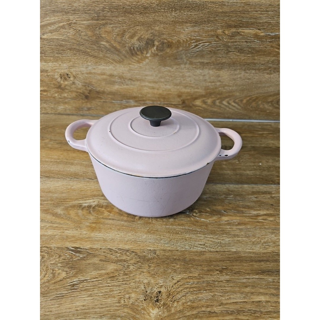 Masterclass Blush Pink Crock-Pot 4 Qt. Round Enamel Cast Iron Covered Dutch Oven