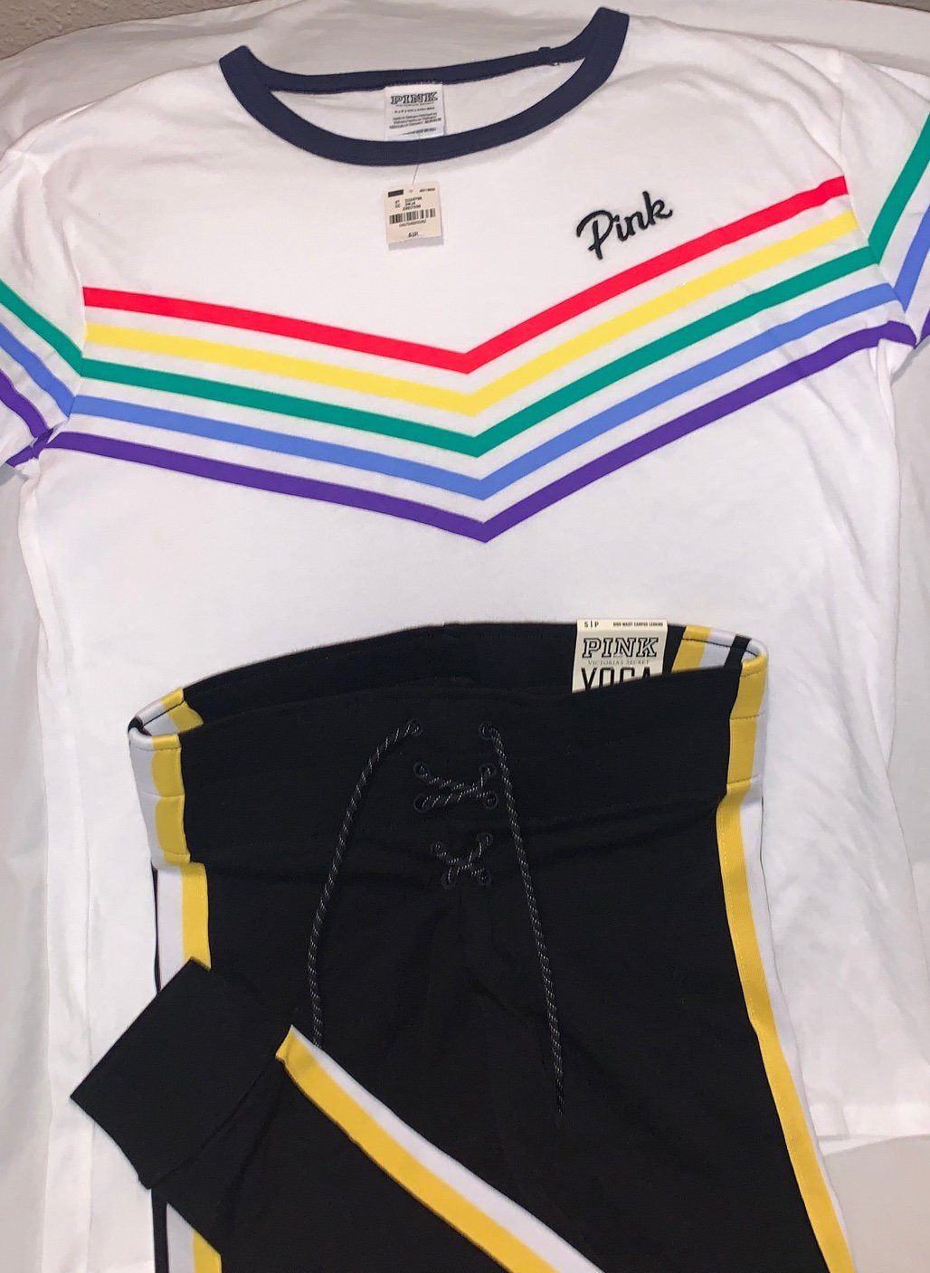 Pink S rainbow tee & leggings