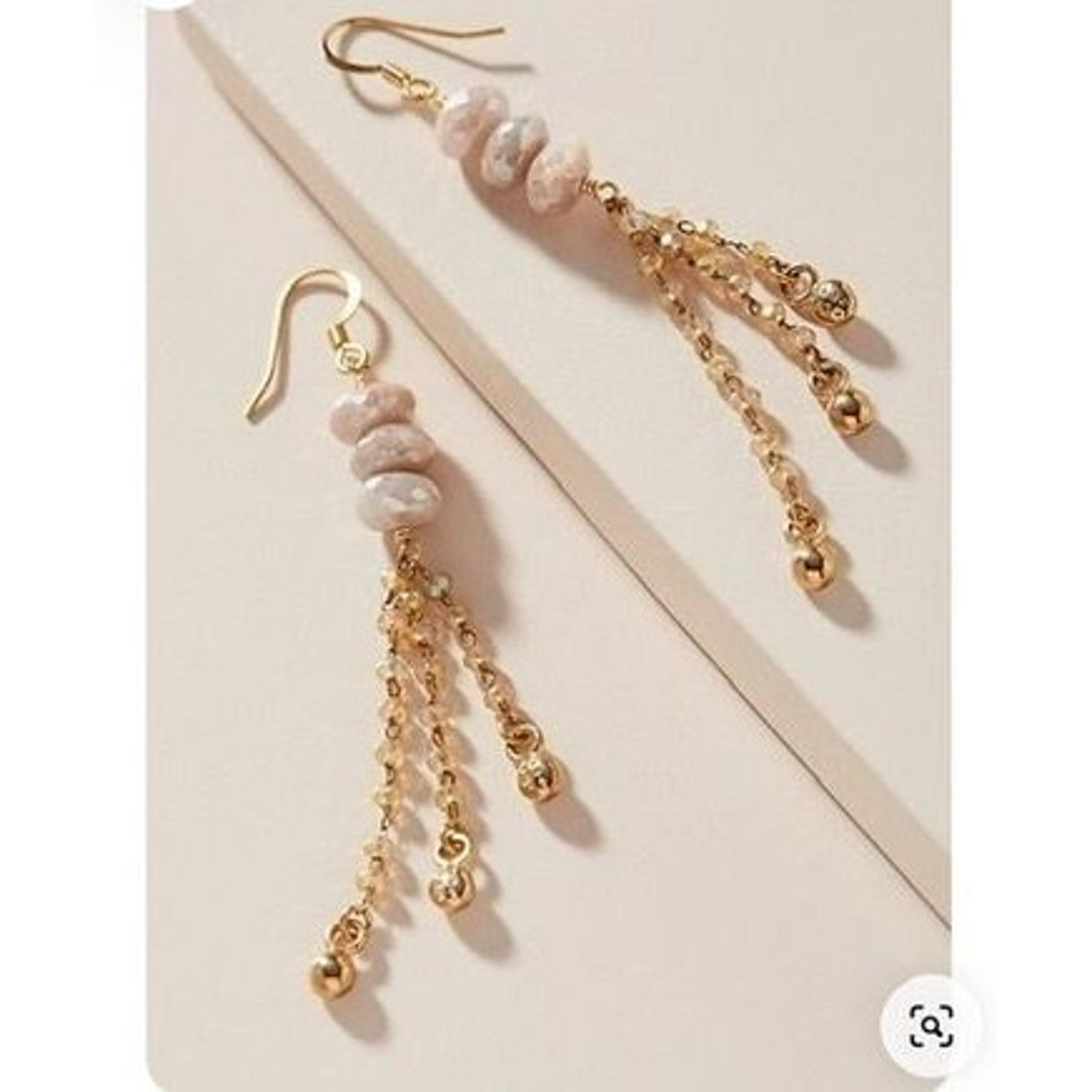 ANTHROPOLOGIE Boho Chic Dangling Beaded Earrings With Pink & Gold Accents