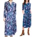 Nic + Zoe Indigo Vines Floral Print Midi Live in Shirt Dress Purple Blue Small