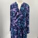 Nic + Zoe Indigo Vines Floral Print Midi Live in Shirt Dress Purple Blue Small