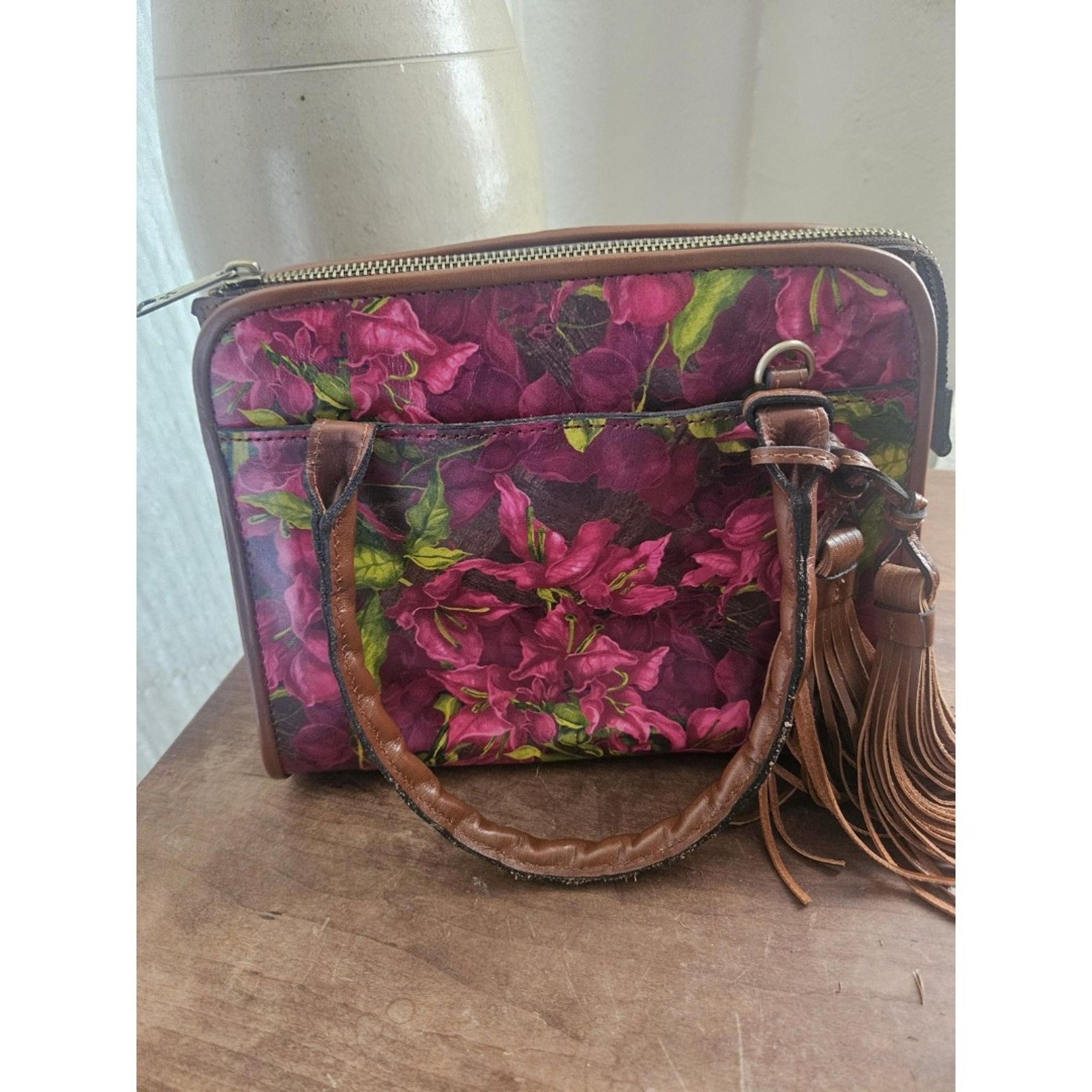 Patricia Nash Small Paris Leather Convertible Satchel-Bouganvilleas