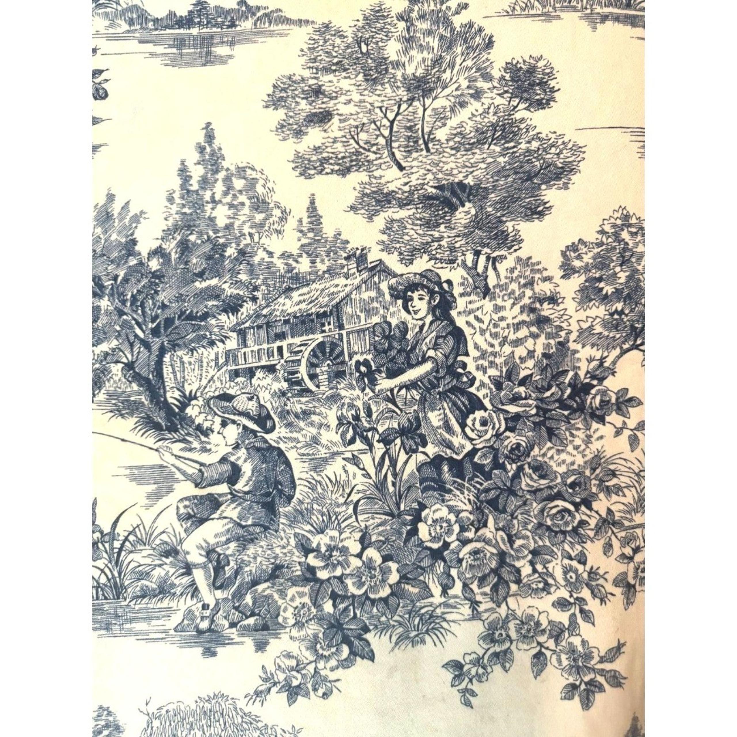 WAVERLY TOILE 1pc Fabric 72"x100" Blue/White Vintage Time And Again Collection