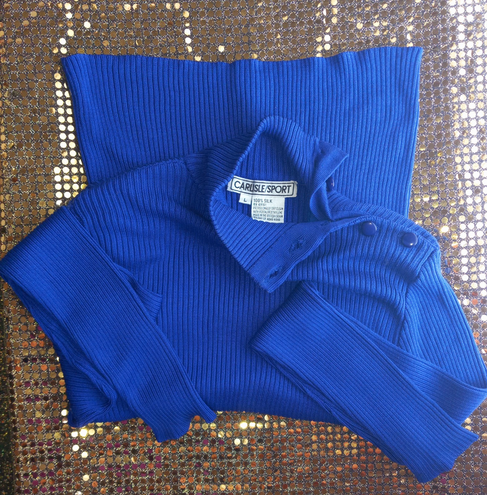 Vintage Carlisle Sport Dark Blue Silk Sweater