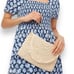 J Crew Purse Women’s Paper Straw Clutch Cotton/Linen Lining Crossbody Gold Chain