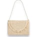 J Crew Purse Women’s Paper Straw Clutch Cotton/Linen Lining Crossbody Gold Chain