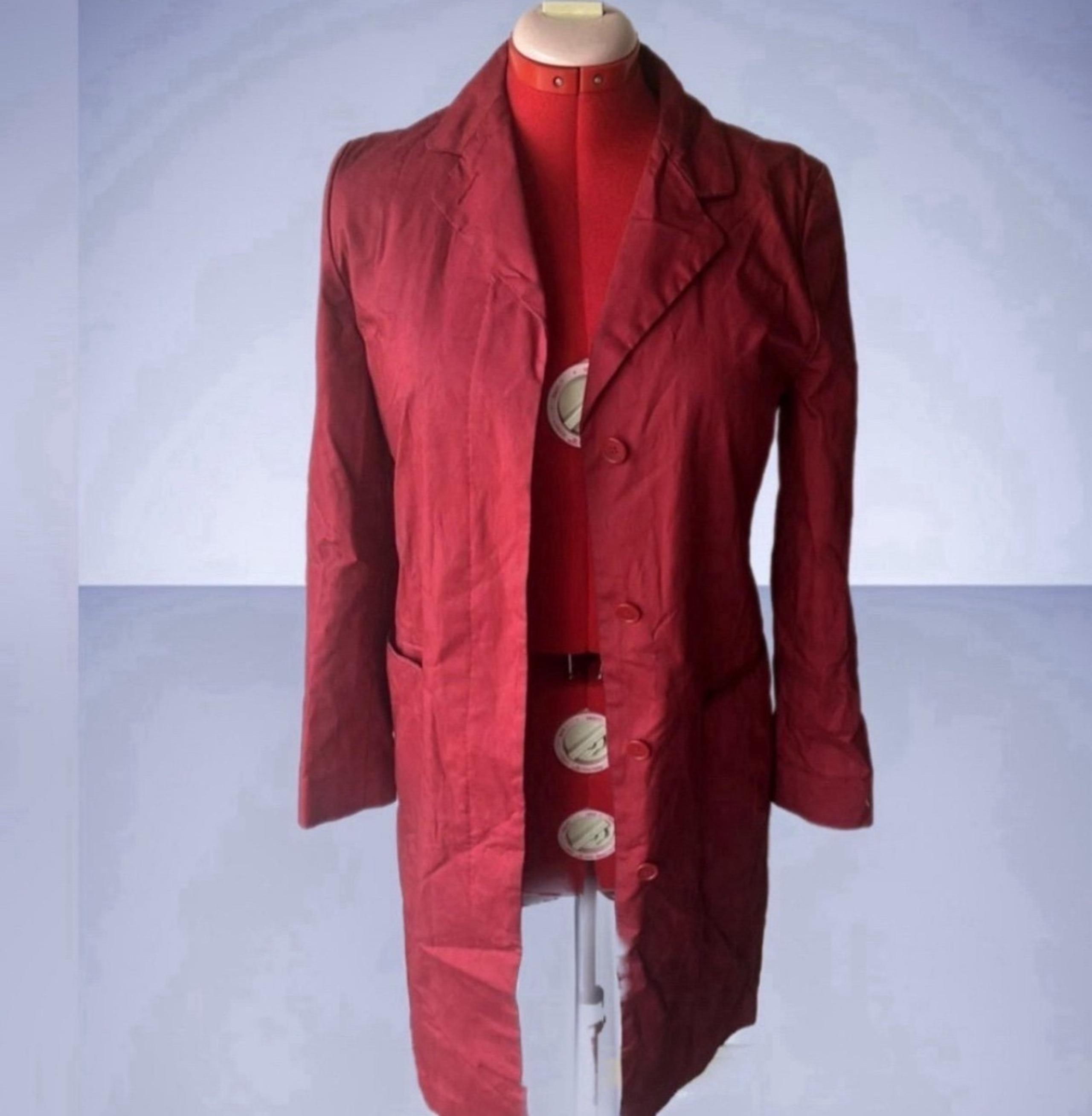 VTG Brooks Brothers 1818 Red  Button Front Woman’s  Treach Coat 100% Cotton Sz S