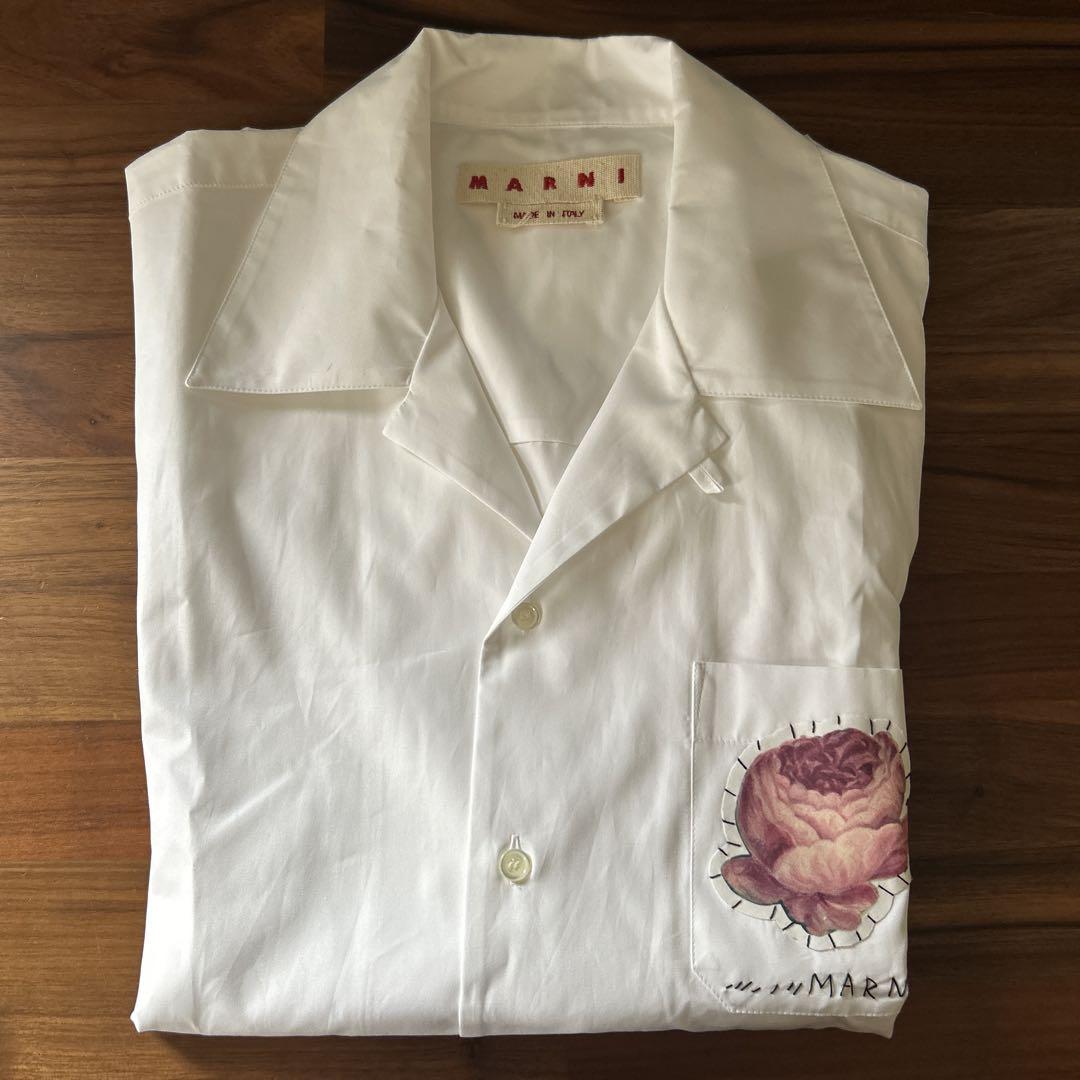 ■MARNI■ Floral embroidery short sleeve shirt Lily White CU MARNI Floral Embroidered Short-Sleeved Shirt, Lily White Other