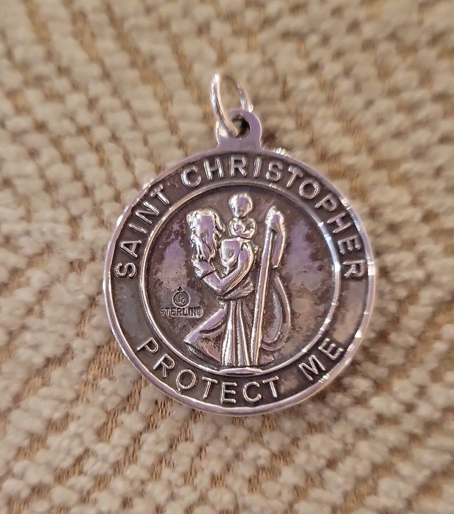 Vintage St. Christopher US Air Force Sterling Silver Medal Pendant