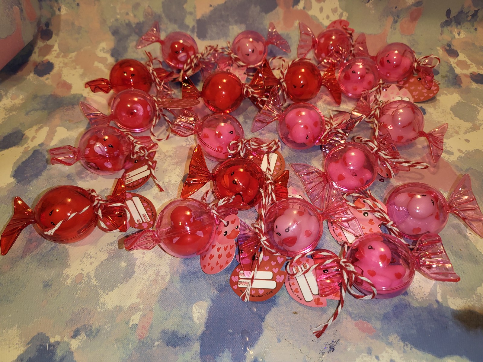 Custom set of 20 valentines day duck candy wrapper set