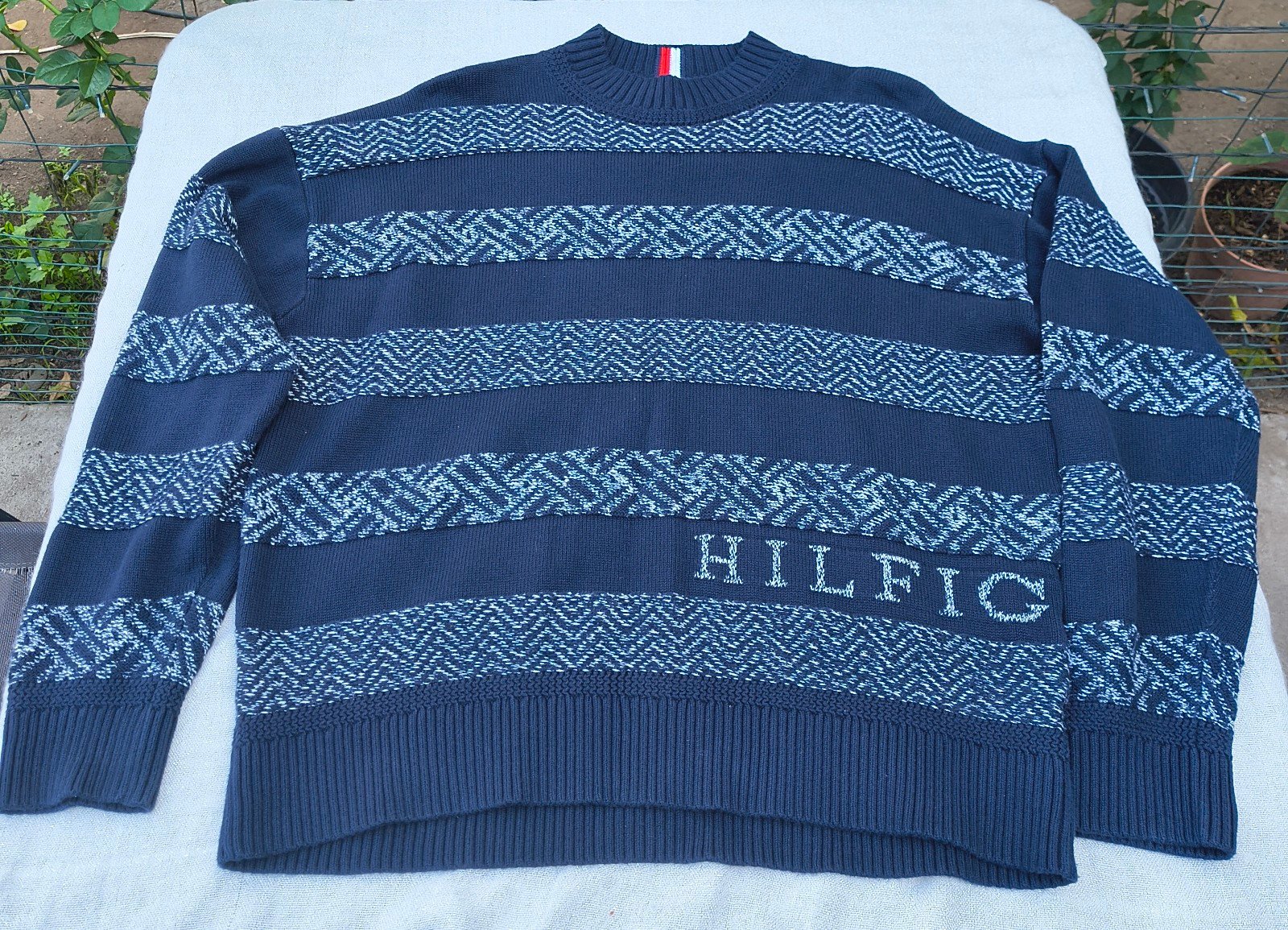 Tommy Hilfiger Men's  Navy Blue Crew Neck Sweater