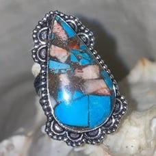 Copper Turquoise Natural Gemstone vintage statement ring 8.5 - 9