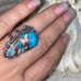 Copper Turquoise Natural Gemstone vintage statement ring 8.5 - 9