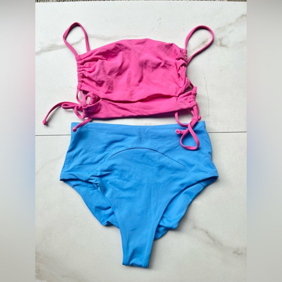Nwt l*space Anthropologie rafaella Barbie pink luca bottom blue cnf bikini