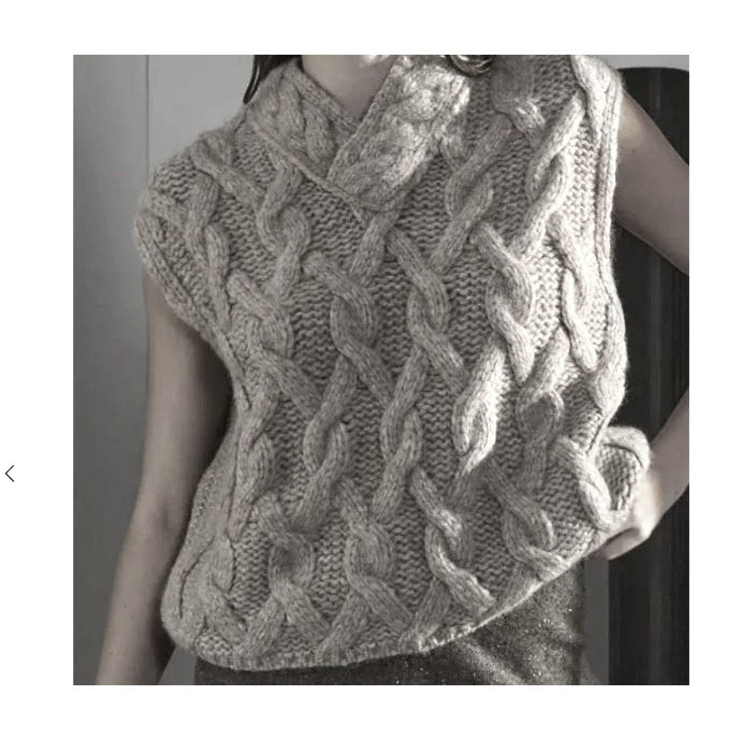 LUNYA Baby Alpaca XS/S Oversized Cable Knit Sweater Vest Grey