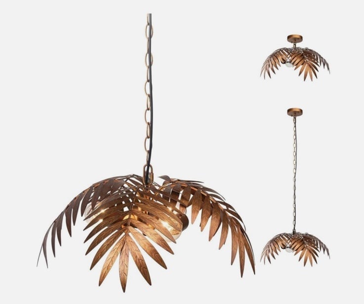 Vintage Chandelier Adjustable Tropical Coconut Leaves Pendant Light Rustic
