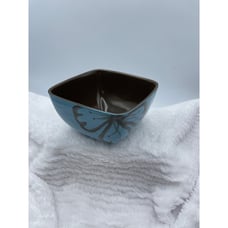 Pier 1 Hibiscus Square Bowl Brown Turquois Salad Soup Discontinued Set of 4