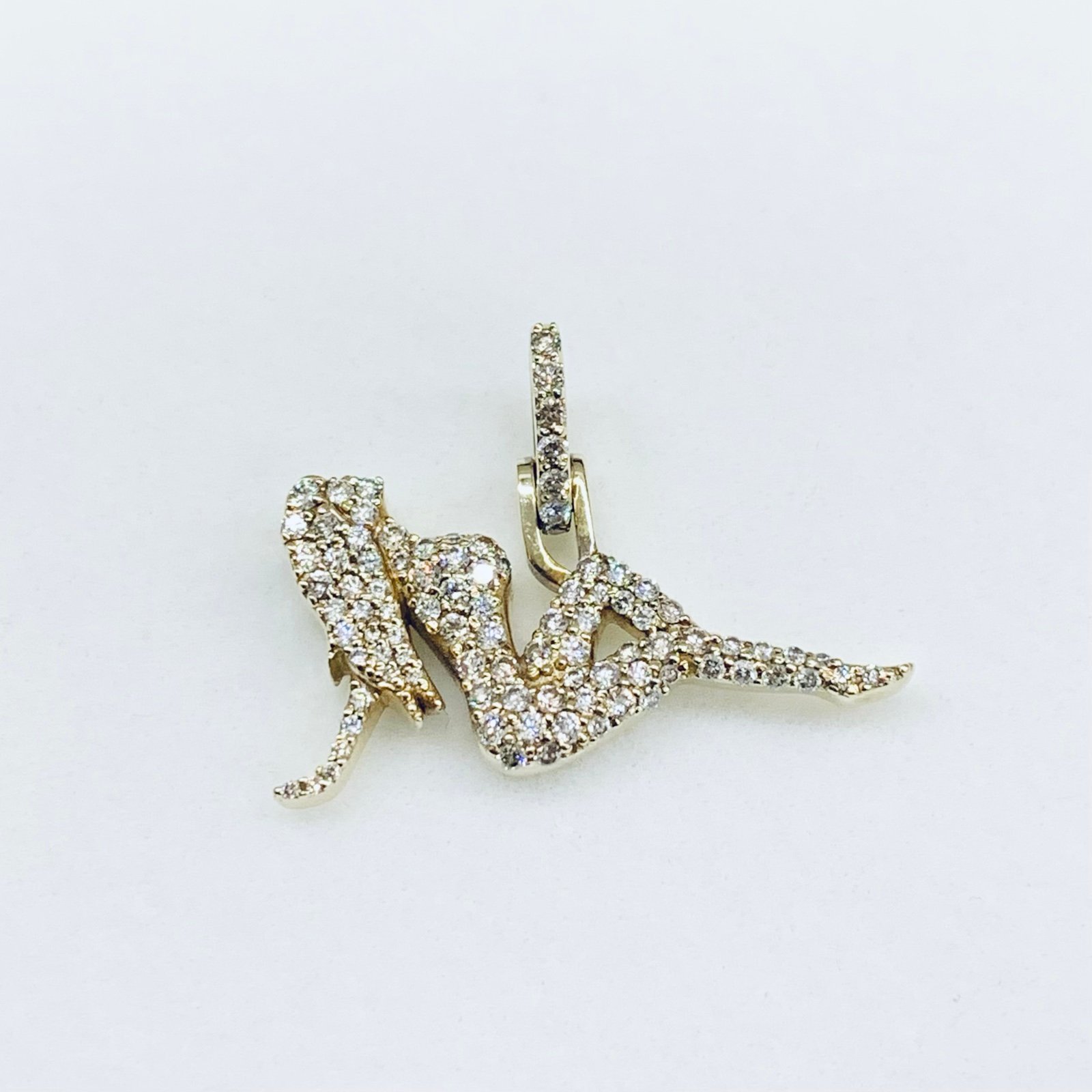 1/4 ct 10k Yellow Gold Diamond Mudflap Girl Silhouette Sexy Woman Pendant Charm