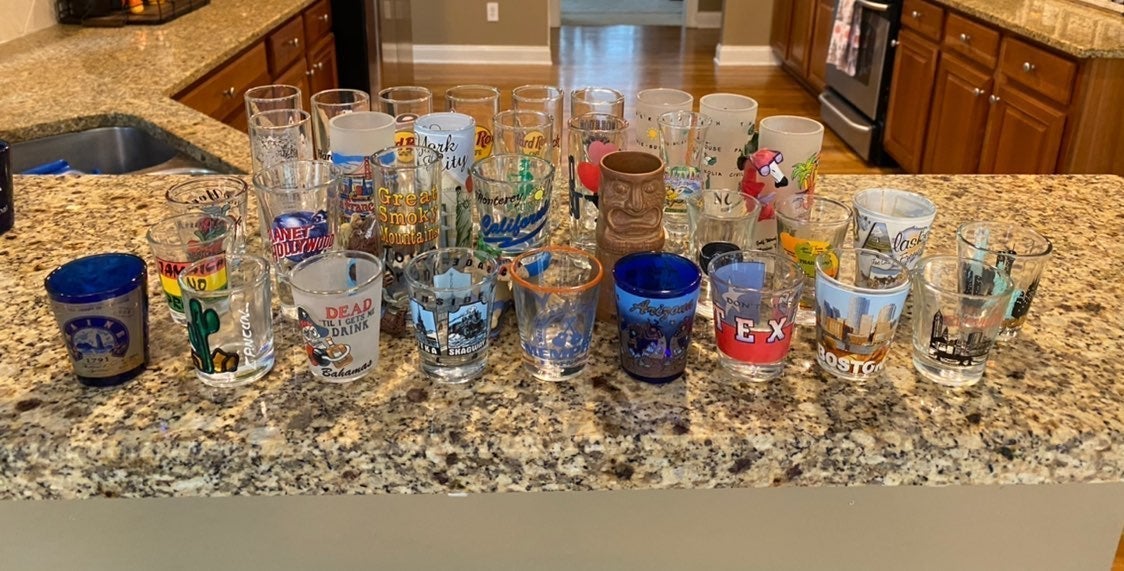 Large shot glass world travel lot