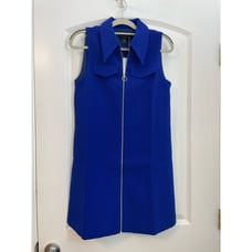 Ted Baker Mini Dress Size 4 Royal Blue Front Zip Clueless Preppy Old Money NWT