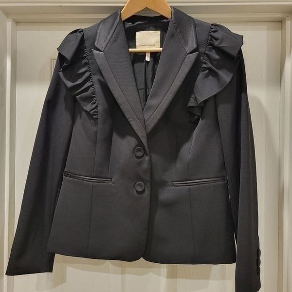 Rebecca Taylor Ruffle Virgin Wool Blazer, black sz 8