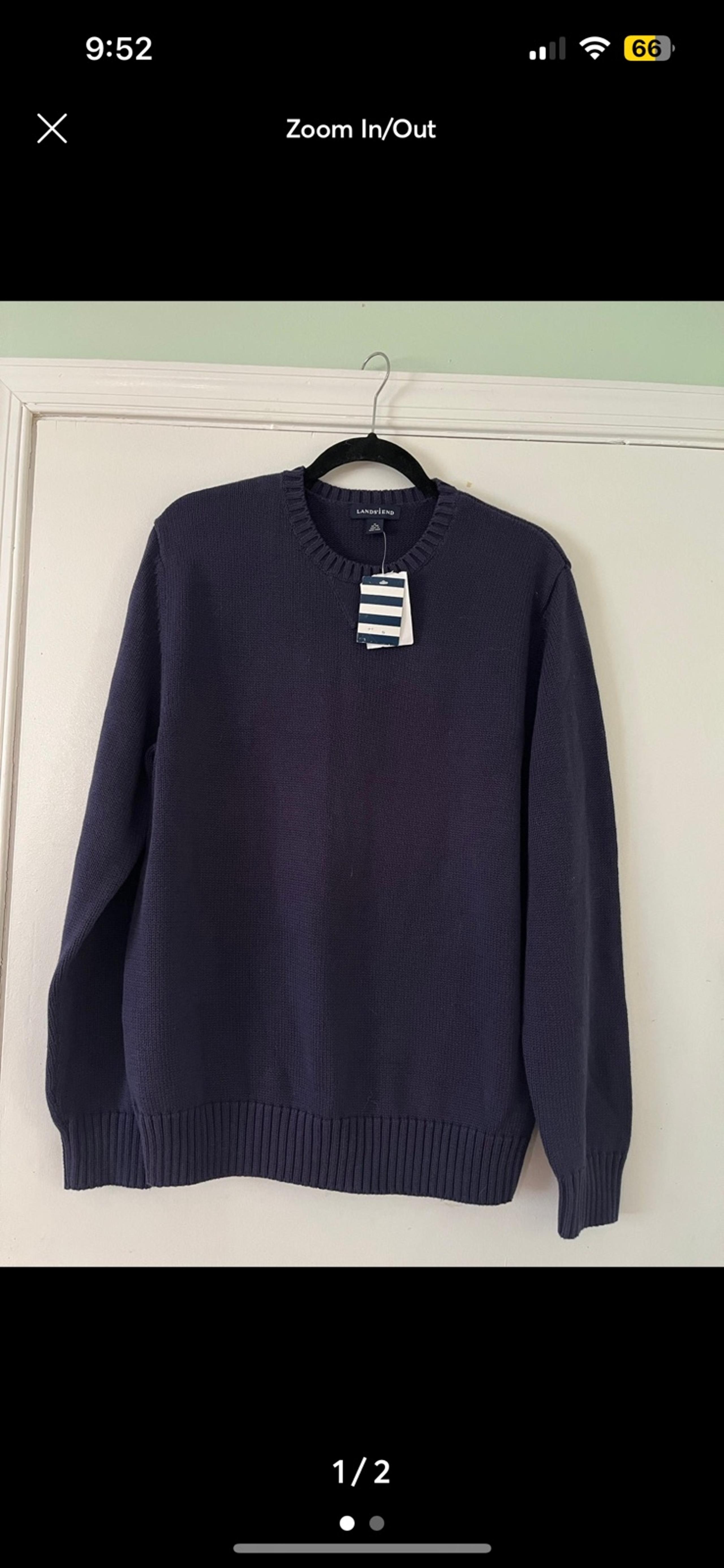 Lands End Mens Navy Blue Crewneck Sweater M NWT