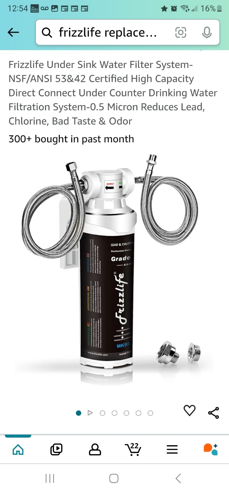 Frizzlife under sink water filtration system