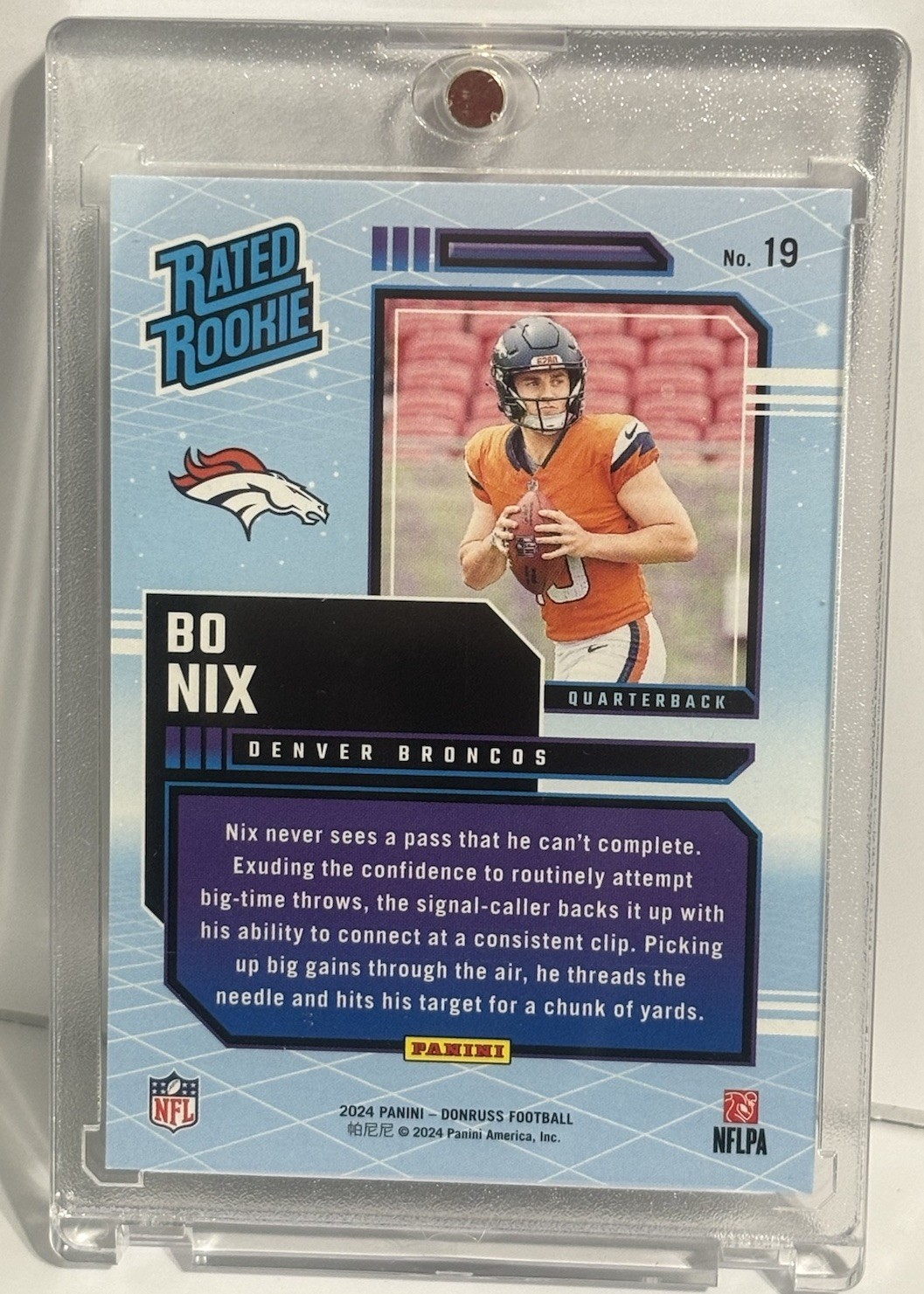 BO NIX - 2024 Panini Donruss Retro Rated Rookie BLUE SHOCK RC #19 Broncos Rookie