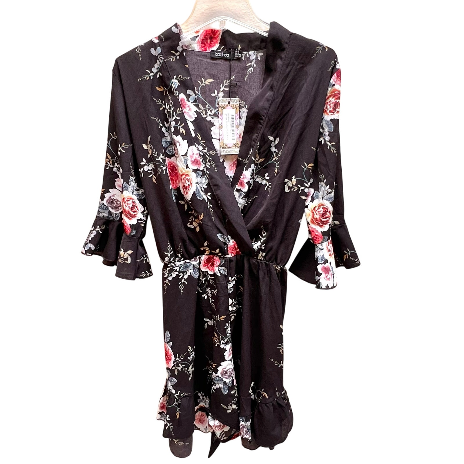 NWT Bohoo Womens Black Floral Romper Size 14