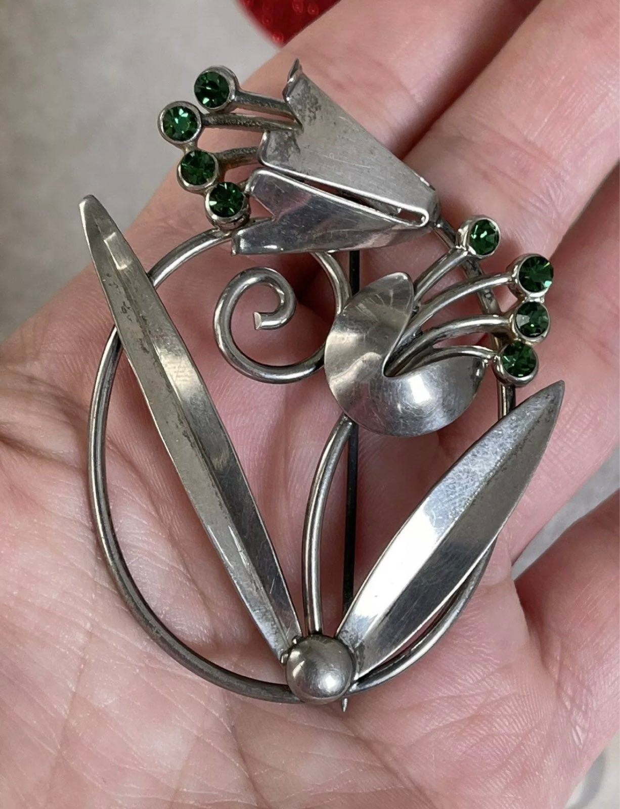 Vintage brooch Flower Lily sterling 1940