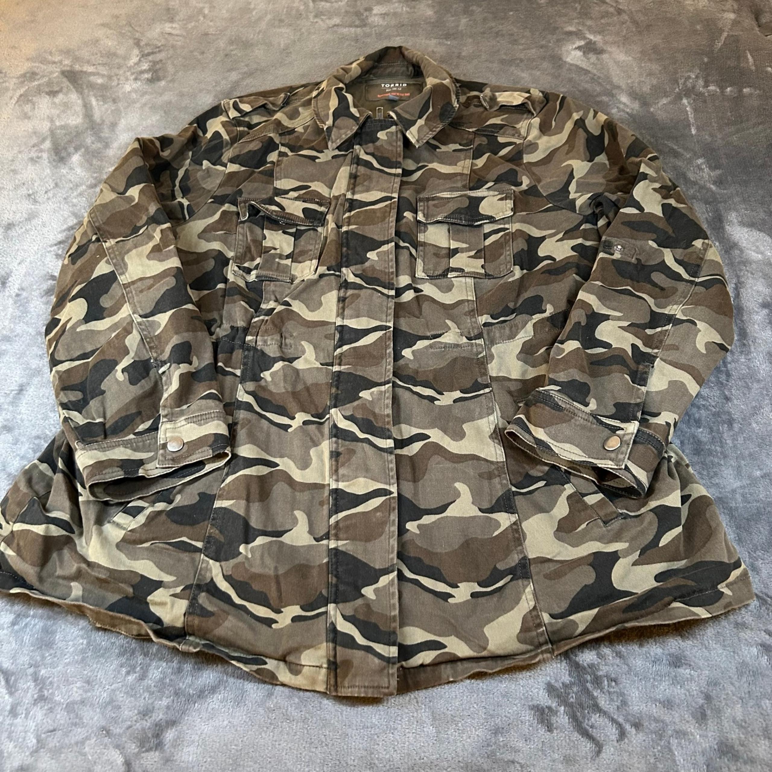 Torrid Camo Jacket Military Anorak Utility Full Zip Green Womens Plus Size 1
