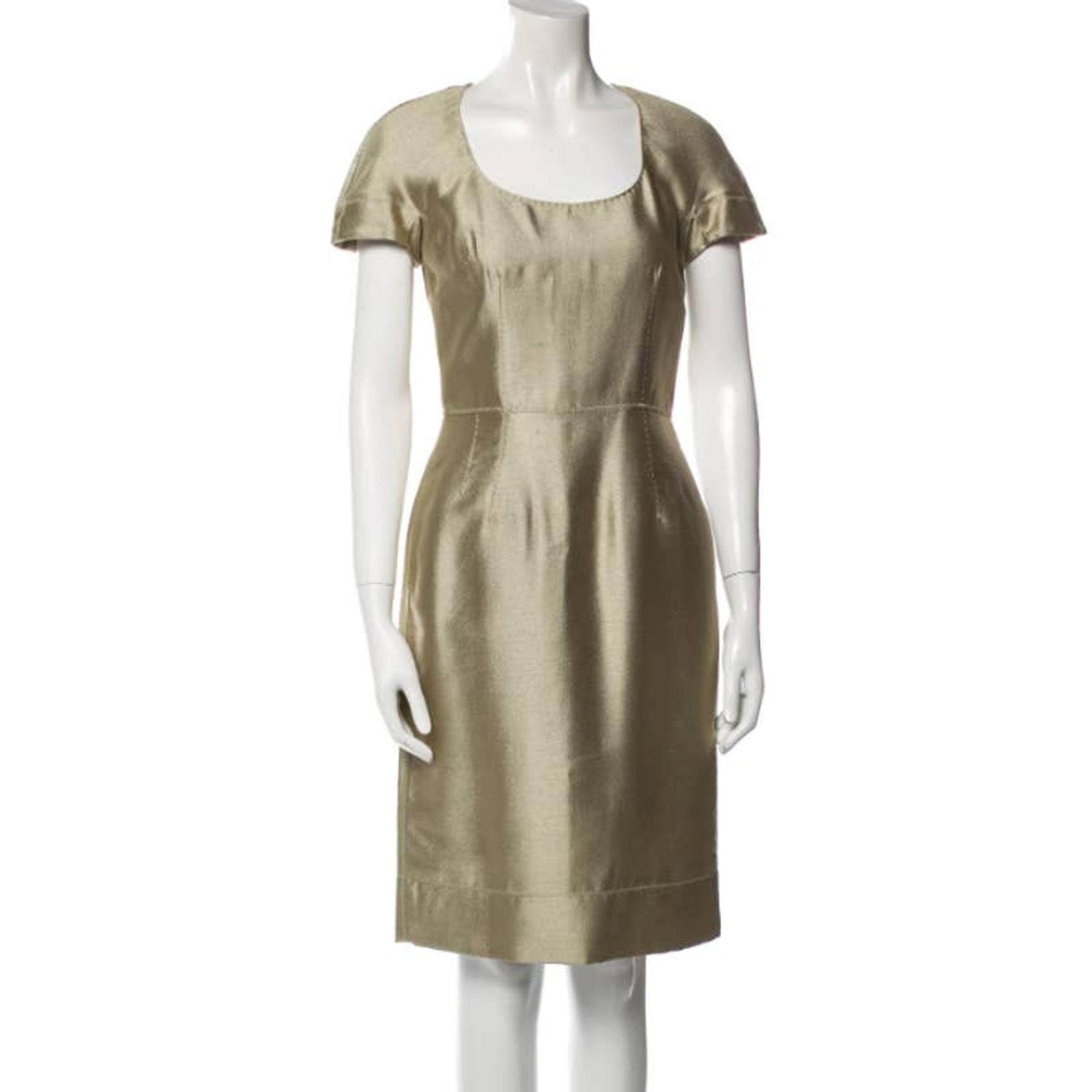 DOLCE & GABBANA Sheath Gold Midi Dress Size 38