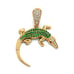 14K Gold Lizard Animal lagarto Pendant CZ Stone