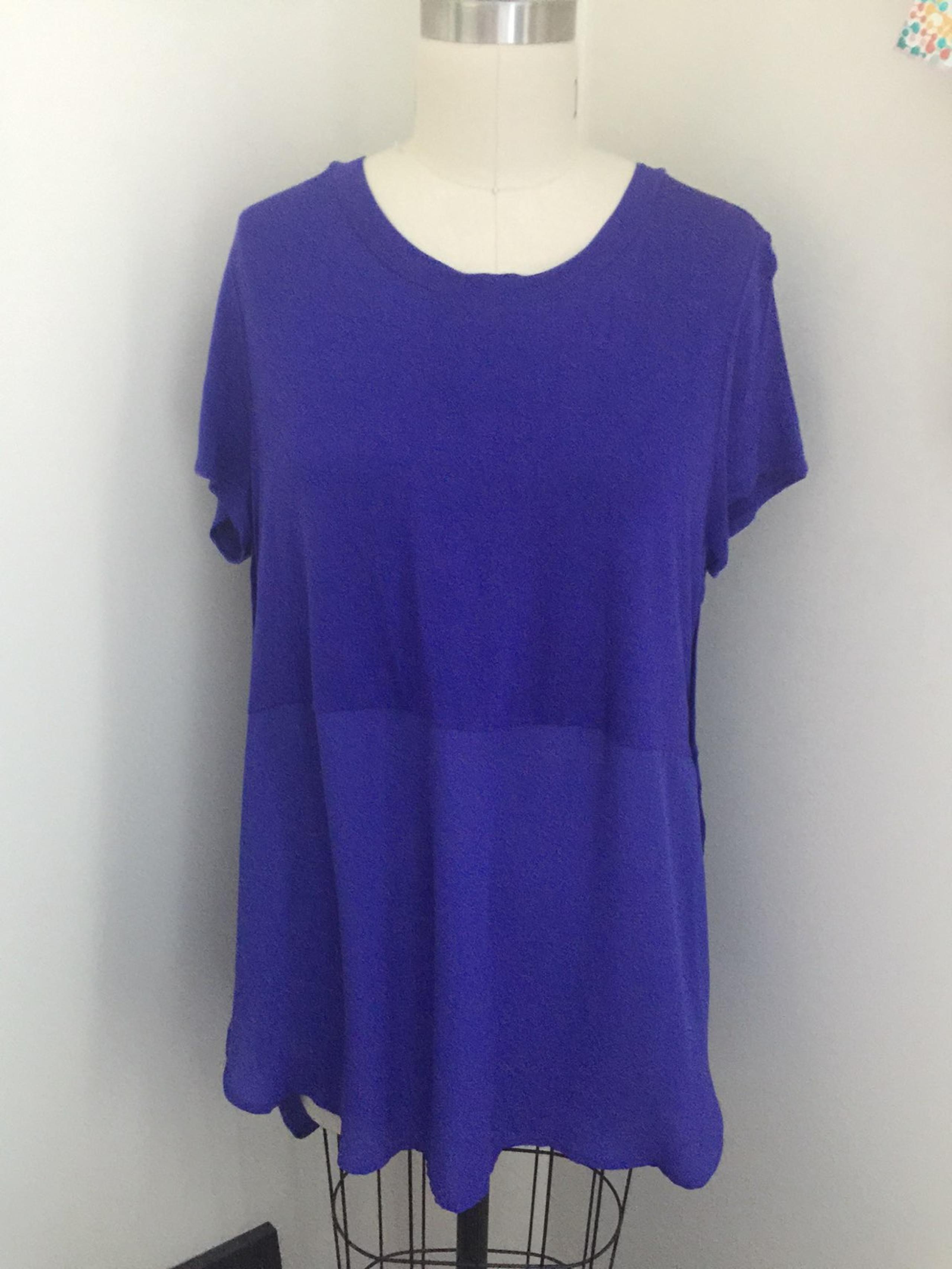 Mossimo Purple Knit Chiffon Long  Top XL