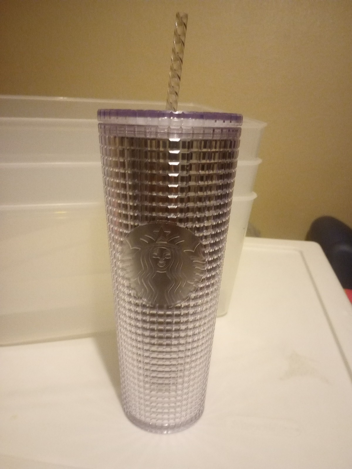 Starbucks silver cup disco grid