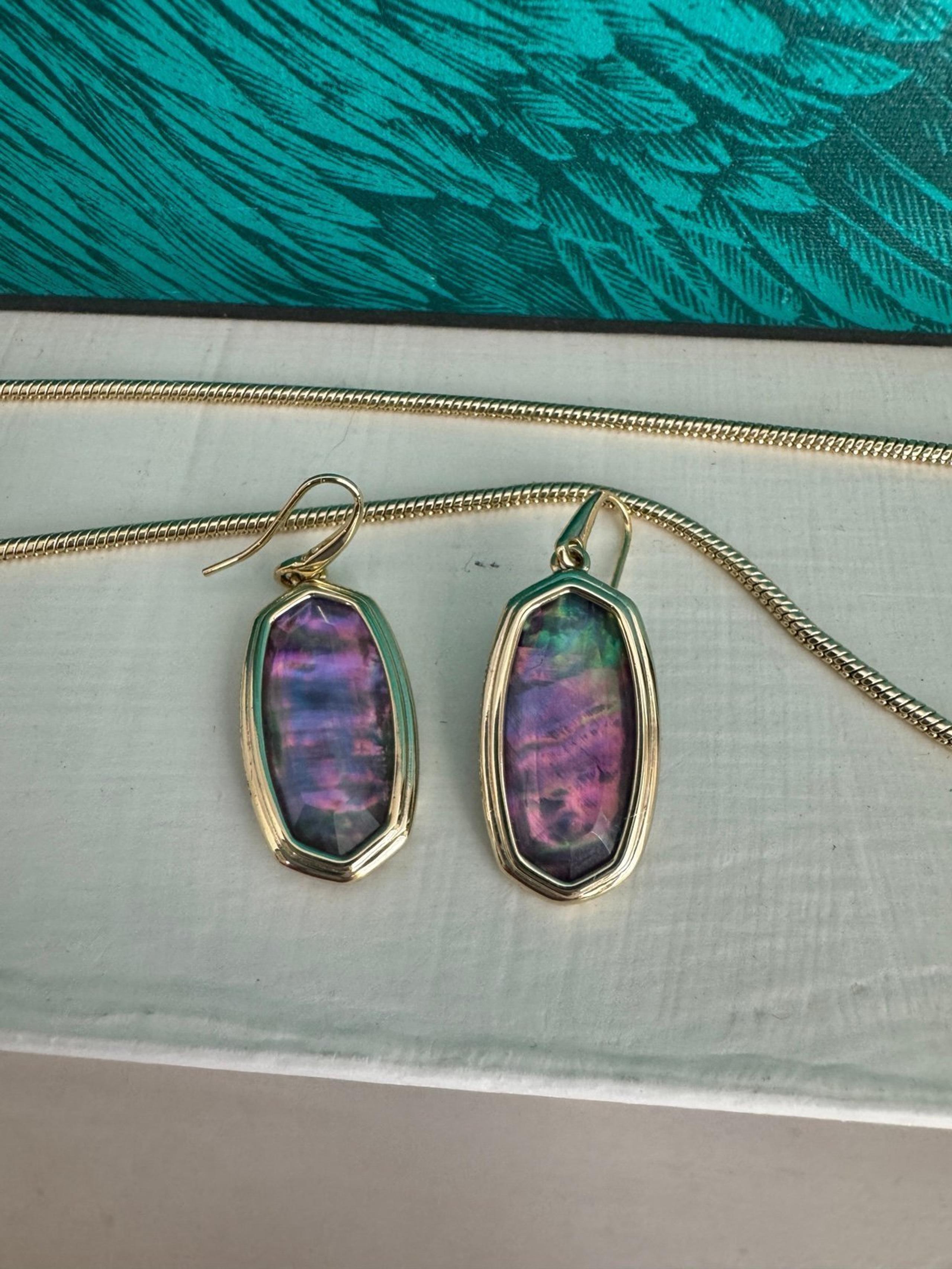Kendra scott earrings and necklace set purple