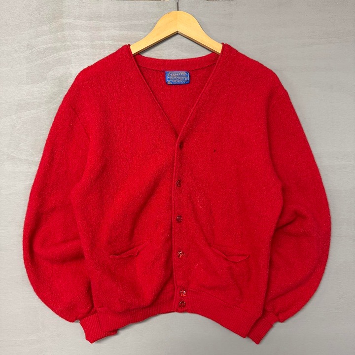 Vintage Pendleton 100% Virgin Wool Red Button Up Retro Cardigan Large *Read*