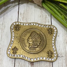 SISI AMBER United States of America Indian Head Rhinestone Brass Belt Buckle