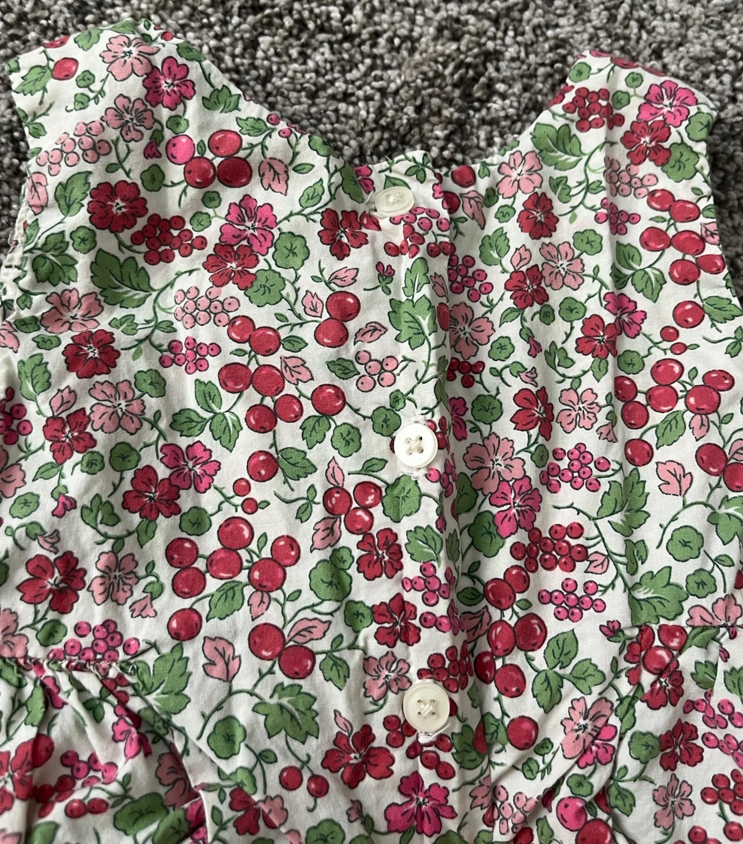 Vintage baby gap floral cherry fruit baby girl spring summer dress cotton garden
