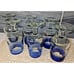 Set of 6 Mexican Hand Blown Cobalt Blue Rim Goblets Drinking Glasses