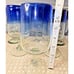 Set of 6 Mexican Hand Blown Cobalt Blue Rim Goblets Drinking Glasses